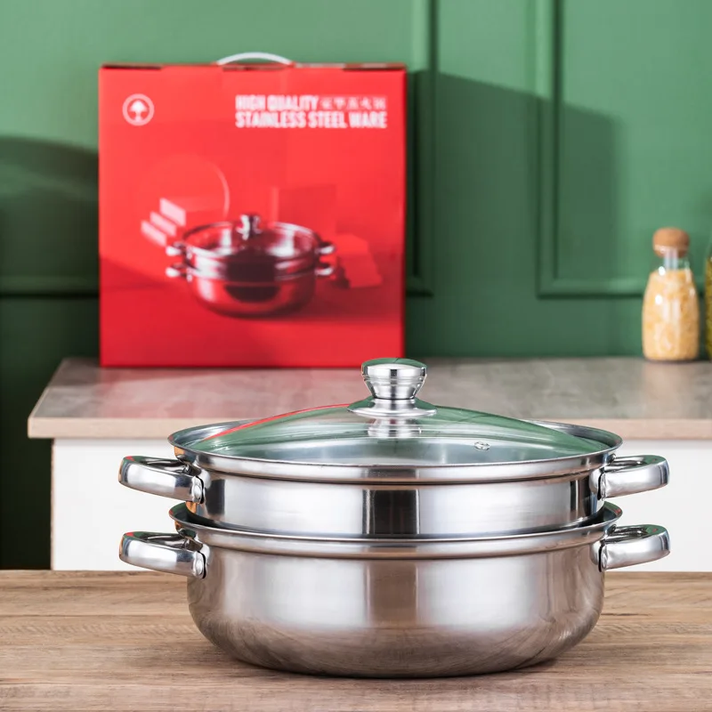 Thickened Stainless Steel Steamer Two-layer Double Layer Soup Steamer 28CM Large Capacity Steaming Soup Pot Hot Pot
Thickened Stainless Steel Steamer Two-layer Double Layer Soup Steamer 28CM Large Capacity Steaming Soup Pot Hot Pot