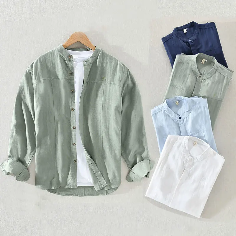 Harajuku Men Cotton Linen Thin Shirt Chinese Styles Stand Collar Solid Color Long Sleeve Shirts Male Breathable Classical Tops
Harajuku Men Cotton Linen Thin Shirt Chinese Styles Stand Collar Solid Color Long Sleeve Shirts Male Breathable Classical Tops