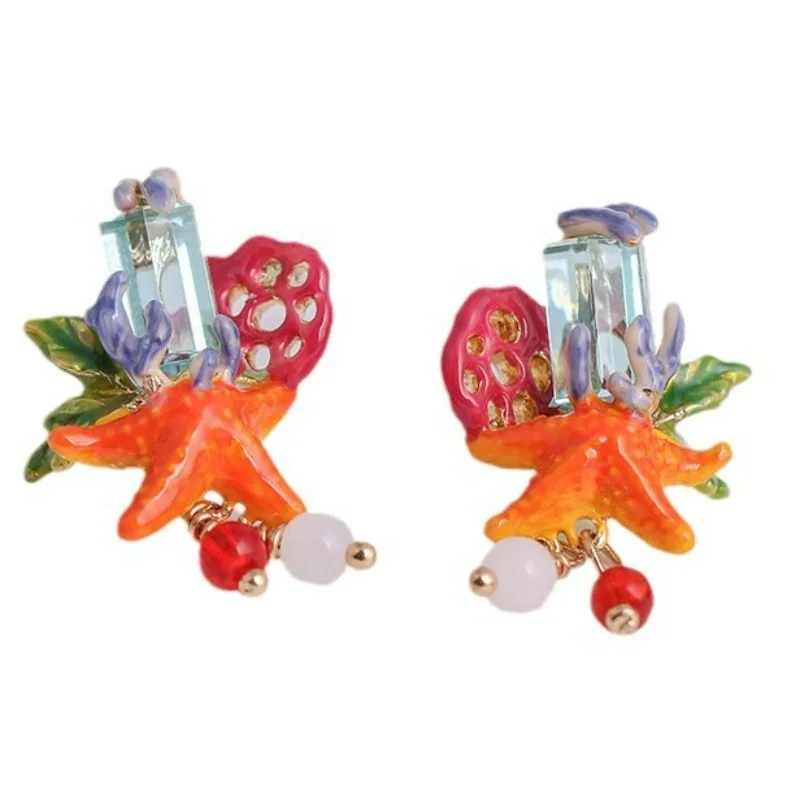 Trend Summer Beach Style Orange Starfish Aquamarine Zircon Green Leaf Voilet Coral Red Coral Glass Beads Tassels Stud Earrings
Trend Summer Beach Style Orange Starfish Aquamarine Zircon Green Leaf Voilet Coral Red Coral Glass Beads Tassels Stud Earrings