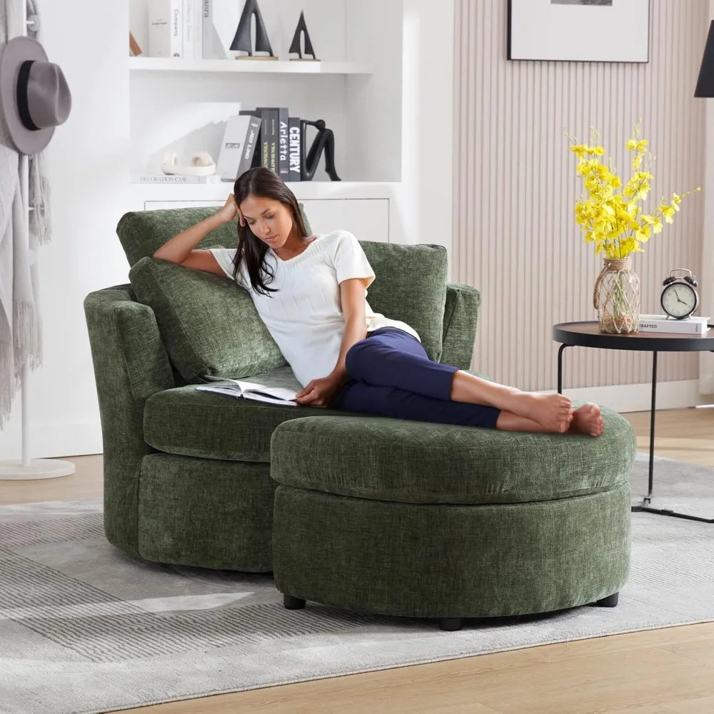 Chair and A Half with Ottoman, 360° Swivel Chair Modern Circle Round Love Seat Sofa Couch Set Big Comfy Accent Barrel Chairs Li
Chair and A Half with Ottoman, 360° Swivel Chair Modern Circle Round Love Seat Sofa Couch Set Big Comfy Accent Barrel Chairs Li