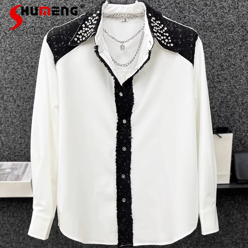 Men's 2025 Autumn New Retro Loose Long Sleeve Padded Shoulder Tops Chic Stylish Rhinestone Shirts High-end Small Fragrant Shirts
Men's 2025 Autumn New Retro Loose Long Sleeve Padded Shoulder Tops Chic Stylish Rhinestone Shirts High-end Small Fragrant Shirts