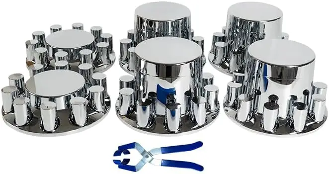 33mm Axle Cover Chrome ABS Flat Top Hub Kit with Thread-on Lug Nut Covers and Removable Center Caps for Semi Trucks
33mm Axle Cover Chrome ABS Flat Top Hub Kit with Thread-on Lug Nut Covers and Removable Center Caps for Semi Trucks