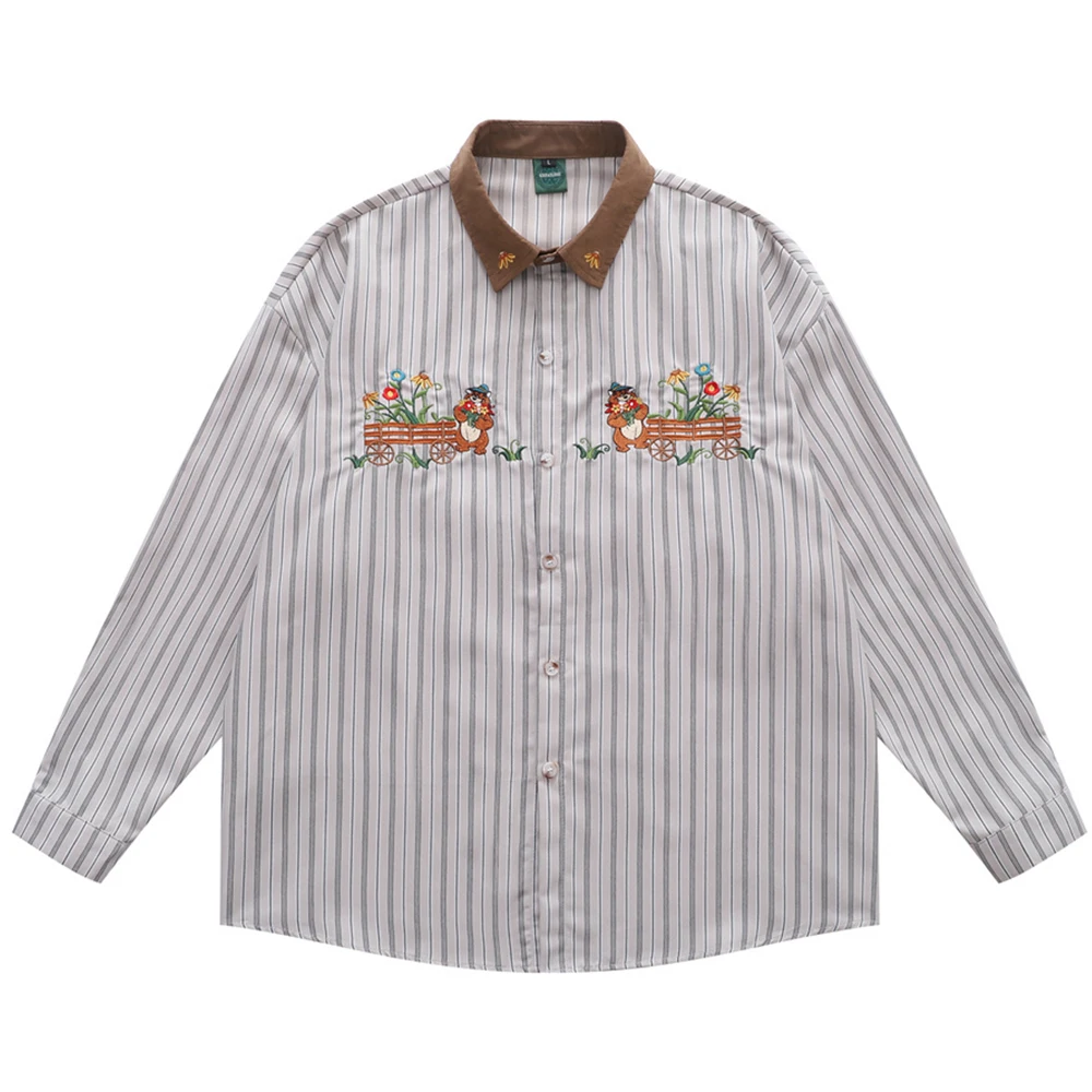 Embroidery Shirt Collar Casual Men's Shirts Long Sleeve Striped Loose Shirts for Men
Embroidery Shirt Collar Casual Men's Shirts Long Sleeve Striped Loose Shirts for Men