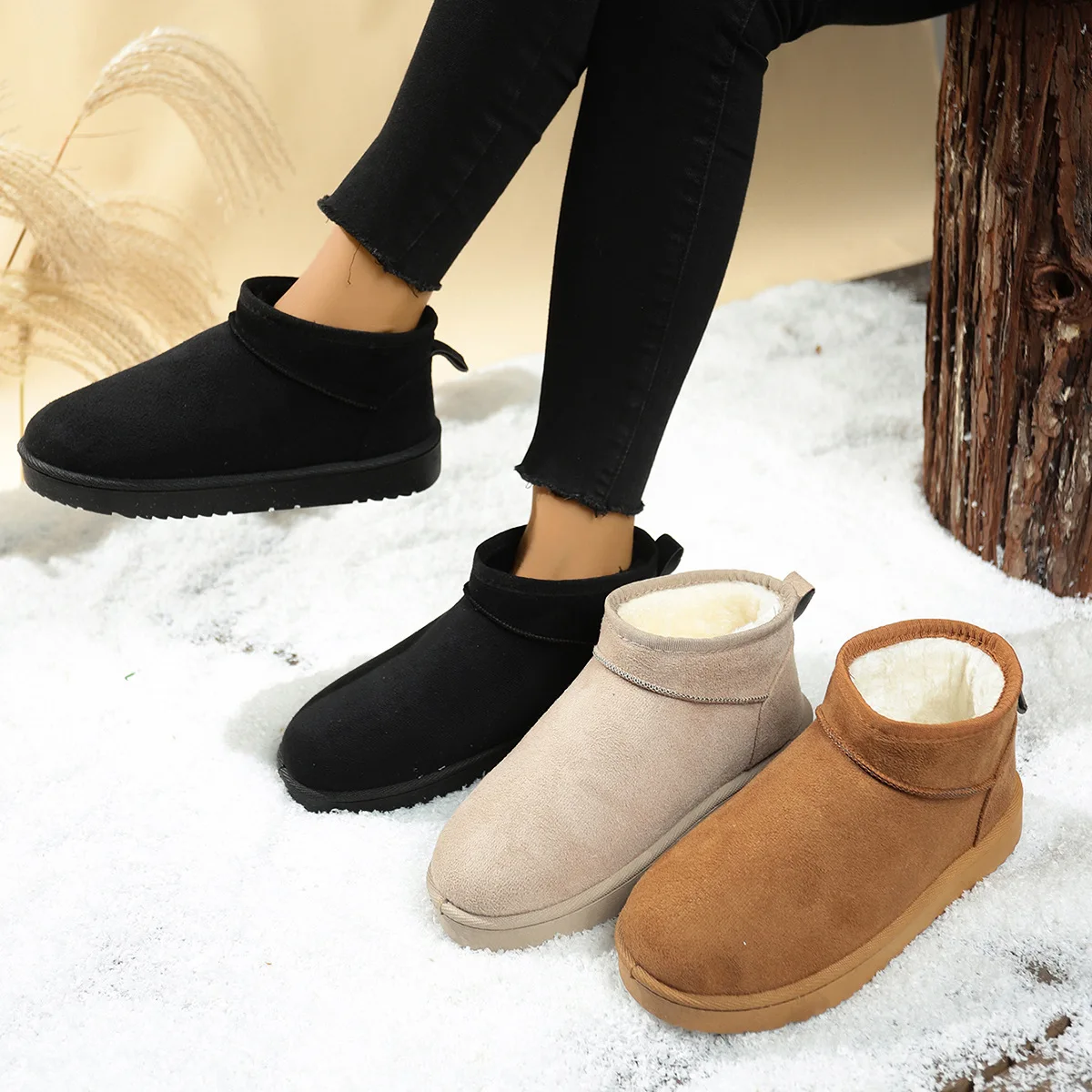 Warm Fleece Lined Snow Boots Women's Mid-Calf Platform Casual Shoes Cotton Upper Rubber Outsole Solid Color Booties for Winter
Warm Fleece Lined Snow Boots Women's Mid-Calf Platform Casual Shoes Cotton Upper Rubber Outsole Solid Color Booties for Winter