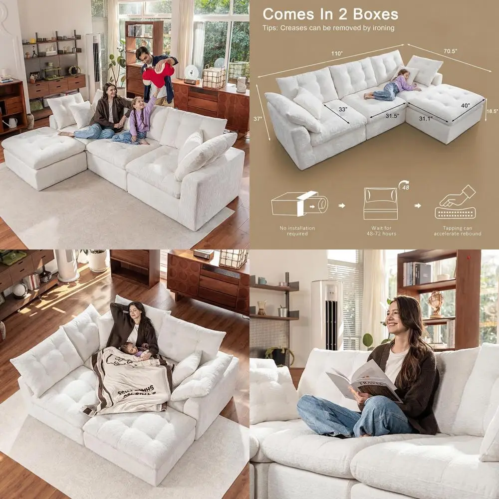 L-Shaped Sectional Couch, 110 Deep Seating with Ottoman and Side Pockets, Perfect for Living Room, 3 Seater
L-Shaped Sectional Couch, 110 Deep Seating with Ottoman and Side Pockets, Perfect for Living Room, 3 Seater