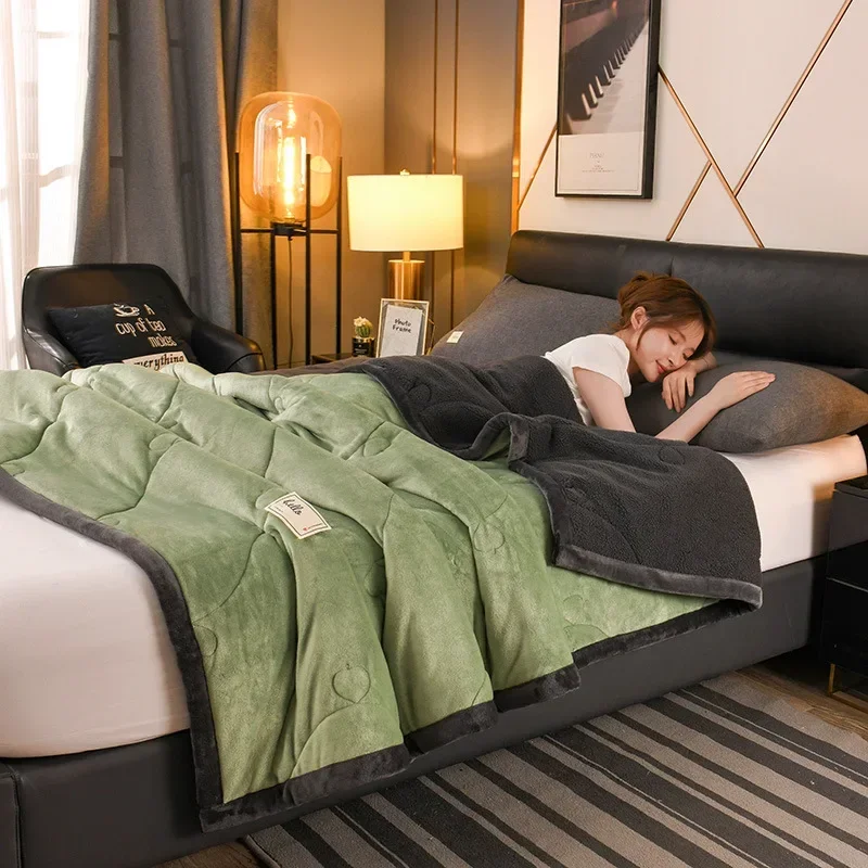 Hot selling thick three-layer cushion milk velvet blanket lamb cashmere autumn and winter warm blanket air conditioning blanket
Hot selling thick three-layer cushion milk velvet blanket lamb cashmere autumn and winter warm blanket air conditioning blanket