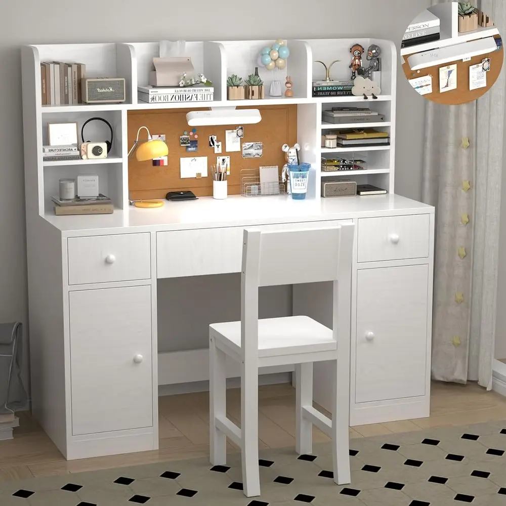 Белый деревянный комплект: стол и стул для учебы для детей с подсветкой, ящиками и шкафчиками для хранения
Белый деревянный комплект: стол и стул для учебы для детей с подсветкой, ящиками и шкафчиками для хранения