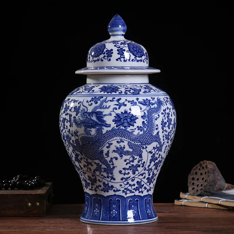 JingDeZhen Famous Blue and White on Porcelain 33cm General Tank Ceramics Dragon Patterned Lucky Tube Storage Box for Home Decor
JingDeZhen Famous Blue and White on Porcelain 33cm General Tank Ceramics Dragon Patterned Lucky Tube Storage Box for Home Decor
