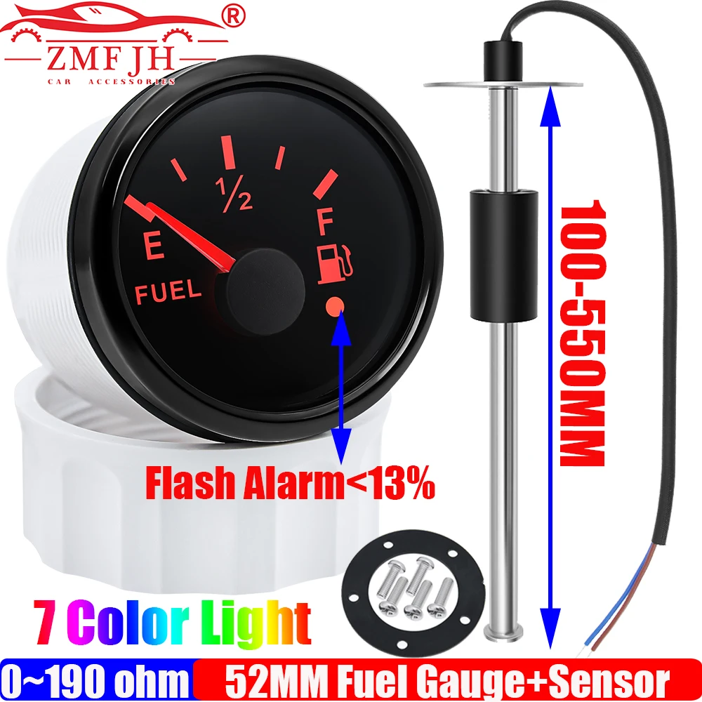 ZMFJH 0-190ohm Fuel Level Sensor 100-550MM Optional 7 Color Light 52MM Fuel Level Gauge with Alarm for Universal Car Boat Yacht
ZMFJH 0-190ohm Fuel Level Sensor 100-550MM Optional 7 Color Light 52MM Fuel Level Gauge with Alarm for Universal Car Boat Yacht