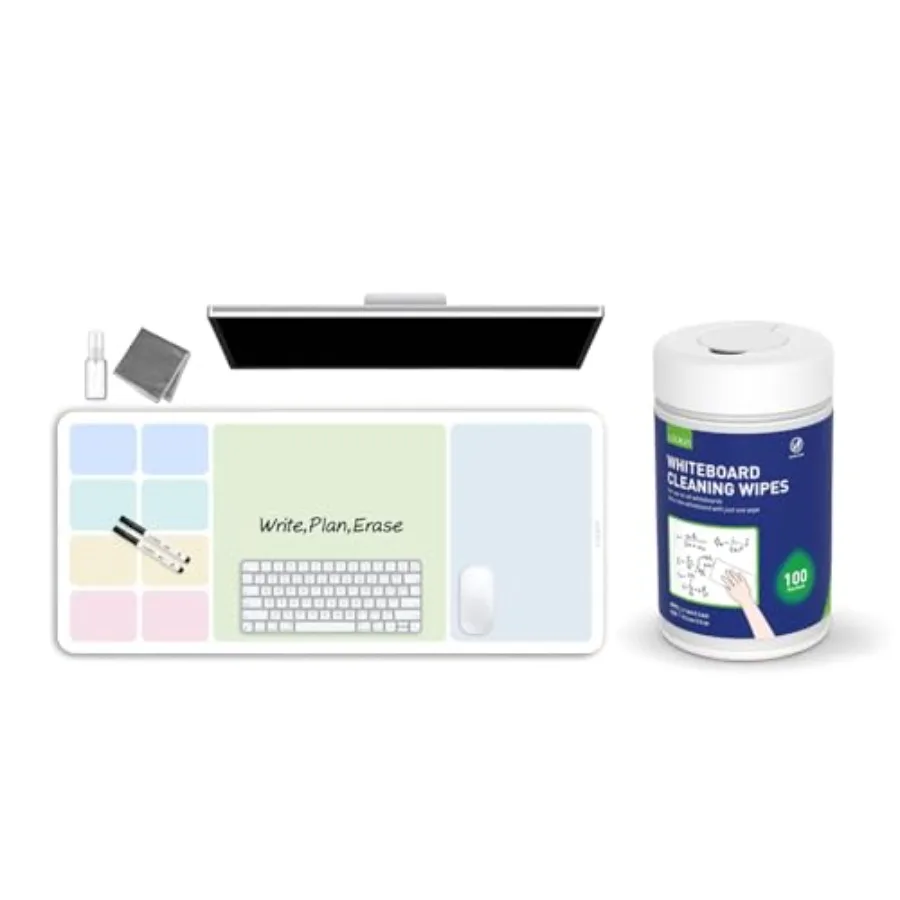 LOUKIN Office Cleaning Bundle Whiteboard Cleaning Wipes 100 Wipes and 32"x14" Erasable Dry Erase Desk Mat
LOUKIN Office Cleaning Bundle Whiteboard Cleaning Wipes 100 Wipes and 32"x14" Erasable Dry Erase Desk Mat