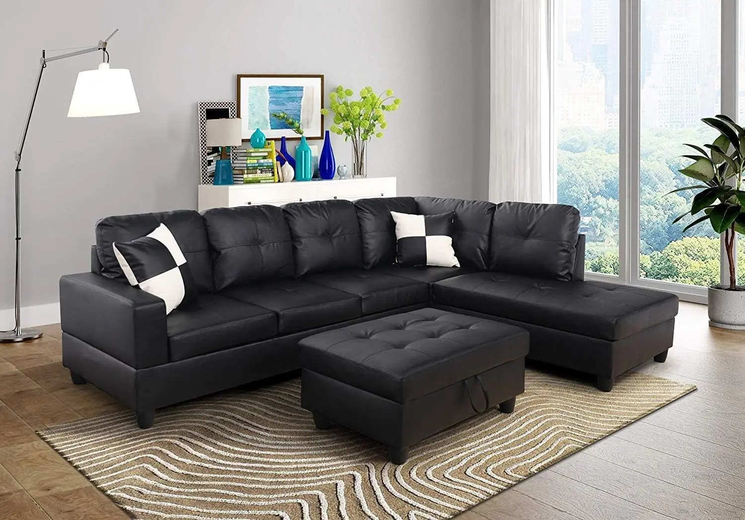 Sofa Sectional Sofa, L-Shape Faux Leather Sectional Sofa Couch Set with Chaise, Ottoman, 2 Toss Pillow Using
Sofa Sectional Sofa, L-Shape Faux Leather Sectional Sofa Couch Set with Chaise, Ottoman, 2 Toss Pillow Using