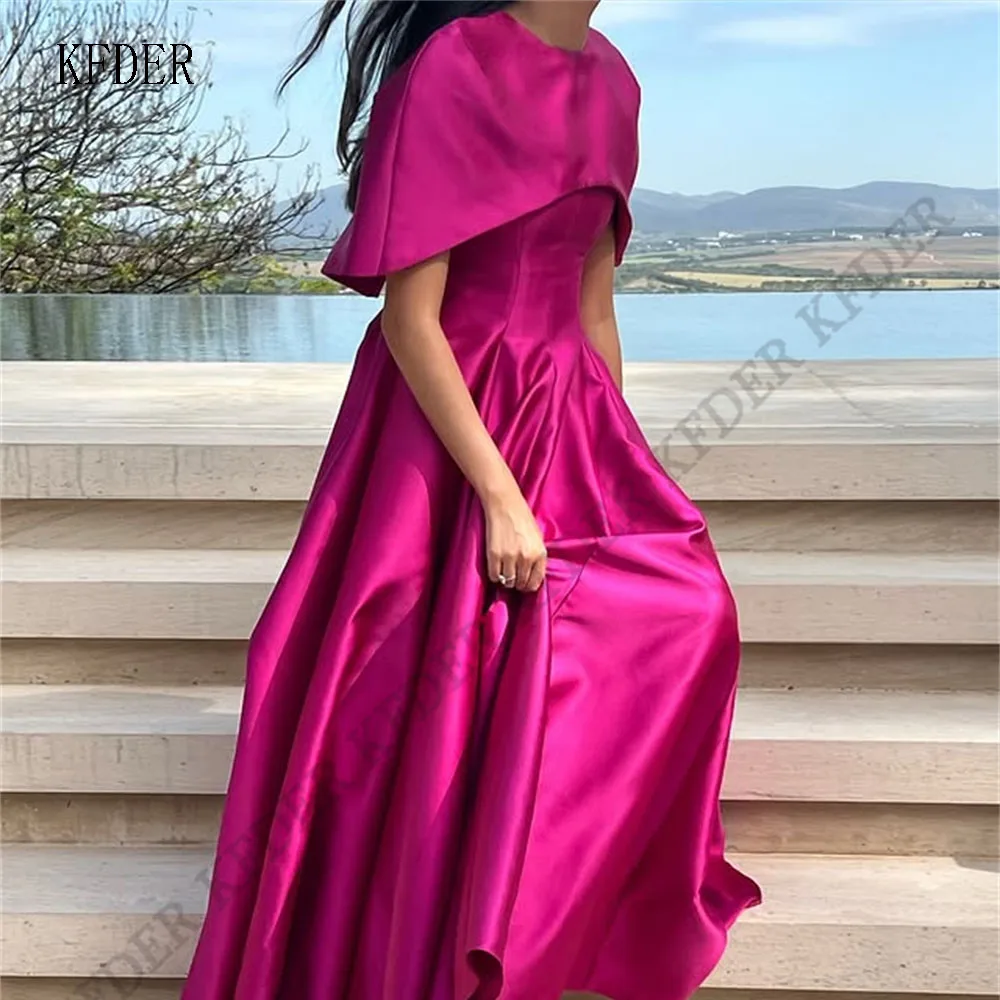 Classic Satin Fuschia Evening Dresses Party Gowns 2026 Jacket Sleeves A-Line Pleat Formal Prom Dress Gown Customized
Classic Satin Fuschia Evening Dresses Party Gowns 2026 Jacket Sleeves A-Line Pleat Formal Prom Dress Gown Customized