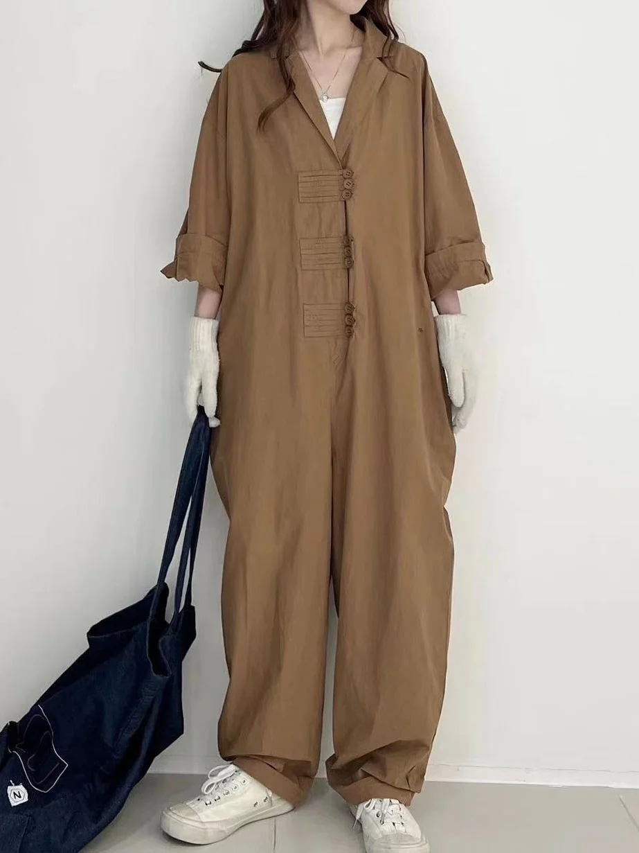 Новый оригинальный дизайн Rui: осенний модный корейский повседневный свободный комбинезон с широкими штанинами из хлопка с отложным воротником
Новый оригинальный дизайн Rui: осенний модный корейский повседневный свободный комбинезон с широкими штанинами из хлопка с отложным воротником