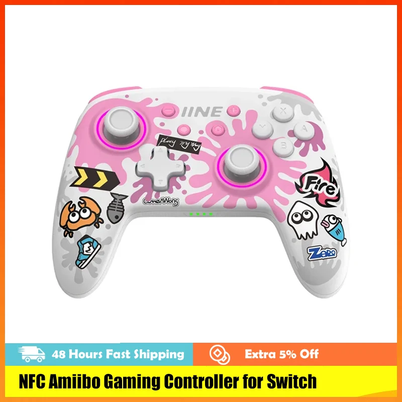 IINE Wireless Pink Controller for Switch/Switch Lite/Switch OLED with Wake Up Turbo Six-Axis Auto-Fire Support NFC Amiibo
IINE Wireless Pink Controller for Switch/Switch Lite/Switch OLED with Wake Up Turbo Six-Axis Auto-Fire Support NFC Amiibo