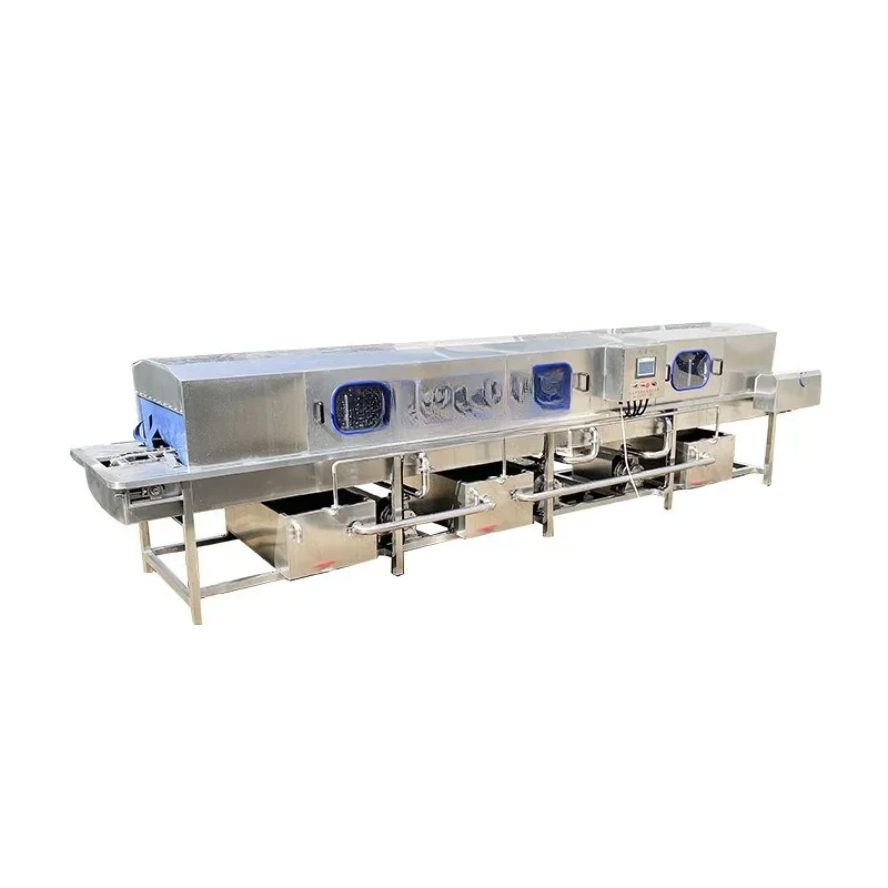 Conveyor type automatic plastic basket cleaning machine, fruit basket cleaning equipment
Conveyor type automatic plastic basket cleaning machine, fruit basket cleaning equipment