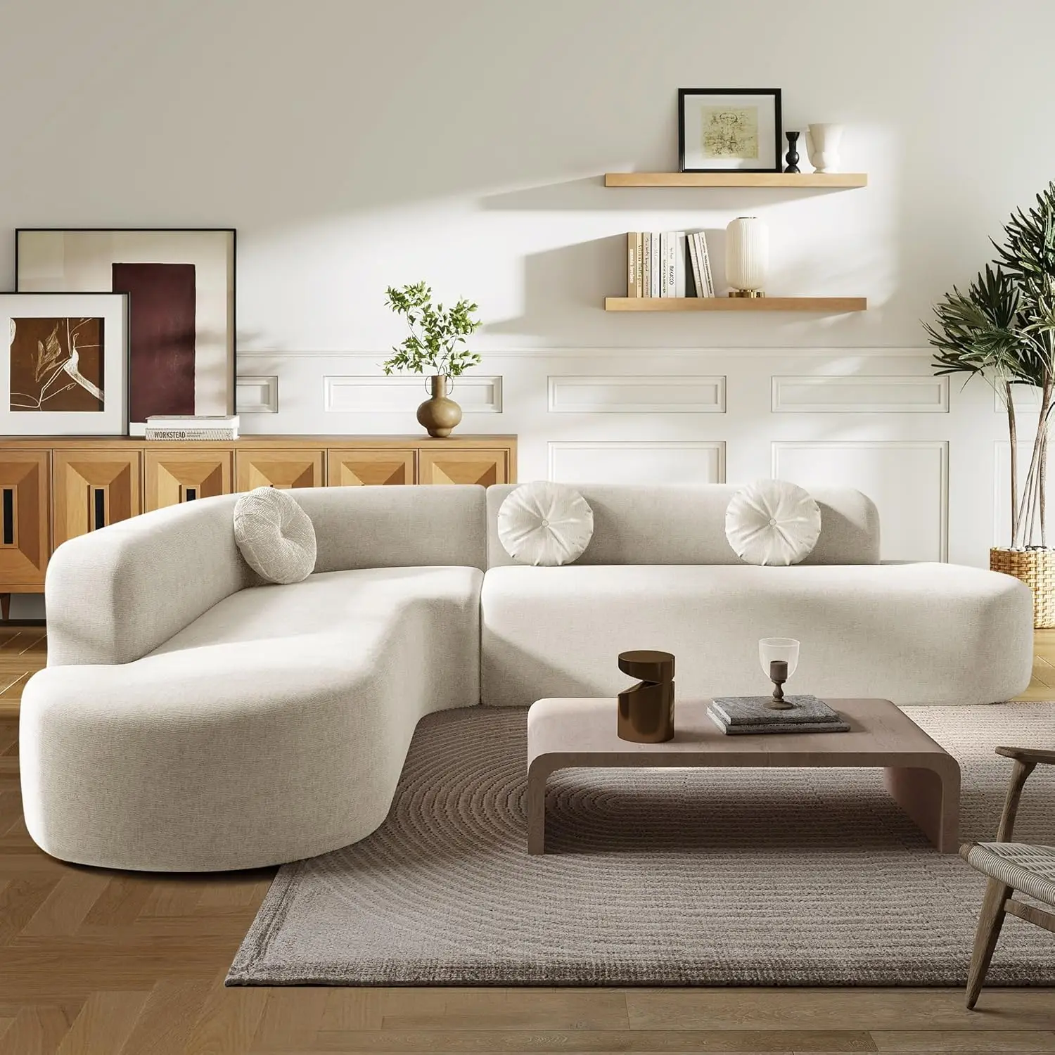Deep Seat Curved Sectional Sofa - Cloud Round Couch with Elegant Curved Design & 3 Round Cushions, L-Shaped Comfy 4, Custom
Deep Seat Curved Sectional Sofa - Cloud Round Couch with Elegant Curved Design & 3 Round Cushions, L-Shaped Comfy 4, Custom