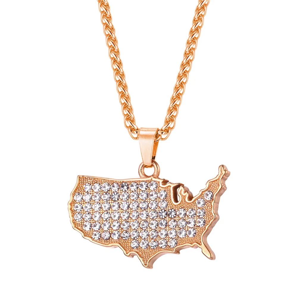 ChainsPro Iced Out US Map Pendant Gold/Rose Gold/Black Color America Rapper Stainless Steel Jewelry USA Patriotic Necklace P829
ChainsPro Iced Out US Map Pendant Gold/Rose Gold/Black Color America Rapper Stainless Steel Jewelry USA Patriotic Necklace P829