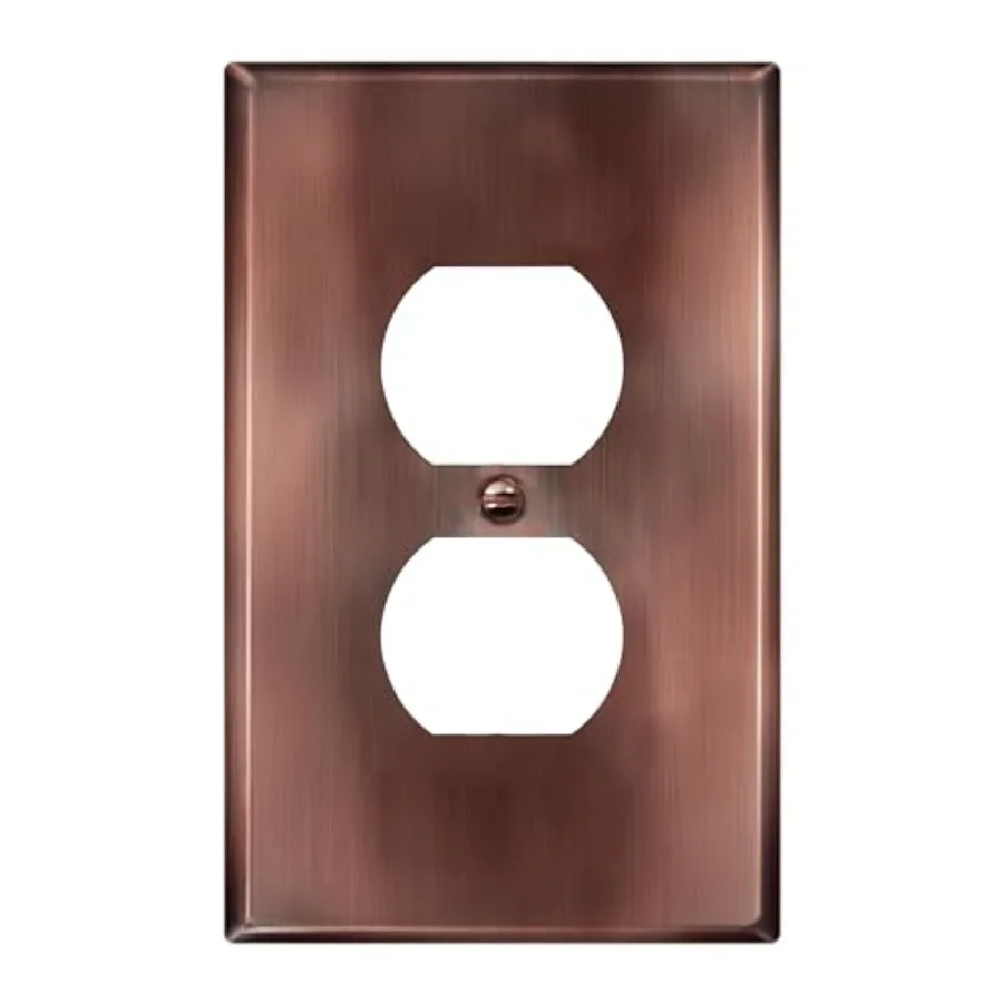 Duplex Receptacle Metal Wall Plate, Outlet Cover, Corrosion Resistant, Mid-Size 4.88" x 3.", LMWP-21M-AC, Steel, Plated Copper
Duplex Receptacle Metal Wall Plate, Outlet Cover, Corrosion Resistant, Mid-Size 4.88" x 3.", LMWP-21M-AC, Steel, Plated Copper