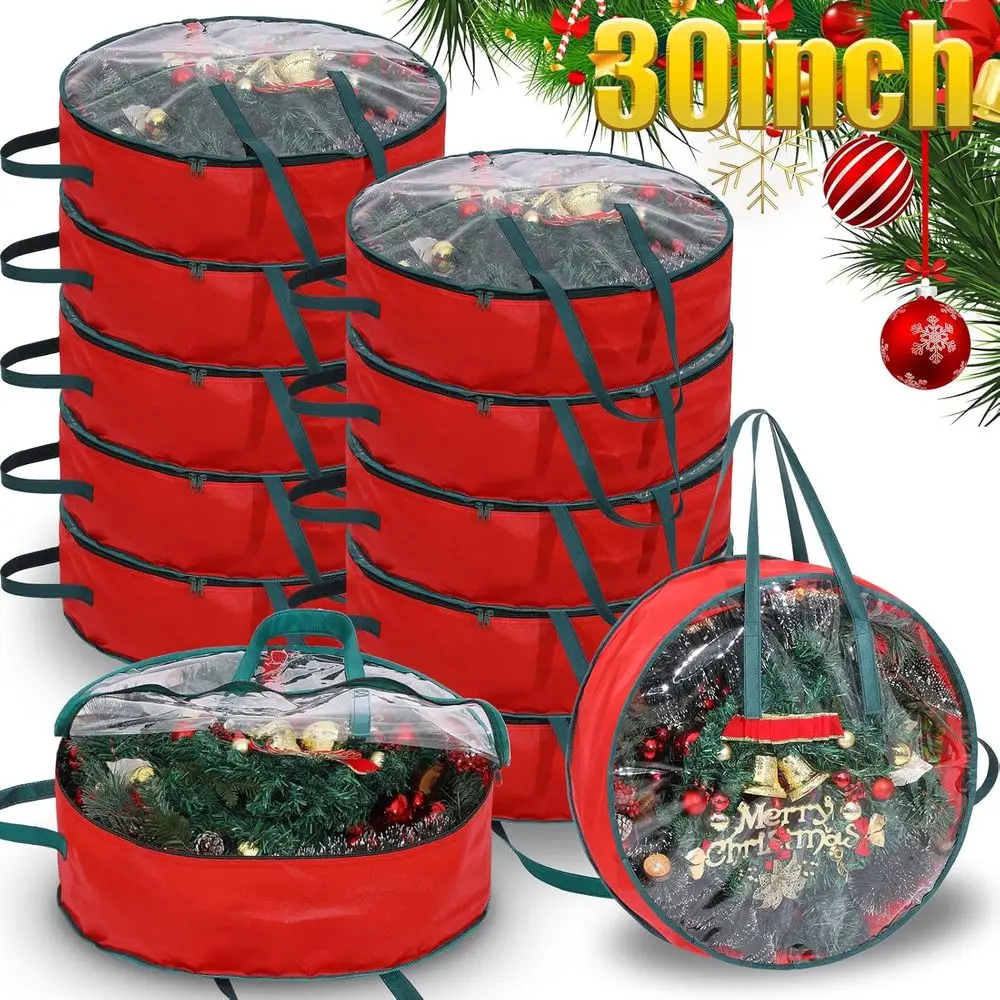 12-Pack Clear Wreath Storage Bags with Window and Handle for Seasonal Decorations
12-Pack Clear Wreath Storage Bags with Window and Handle for Seasonal Decorations