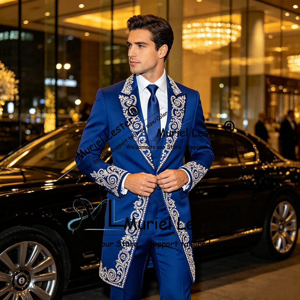 Luxury Wedding Suits For Man Brilliant Crystals Beading Jacket Pants 2 Pieces Sets Groom Tuxedos Customized Man Banquet Outfits
Luxury Wedding Suits For Man Brilliant Crystals Beading Jacket Pants 2 Pieces Sets Groom Tuxedos Customized Man Banquet Outfits