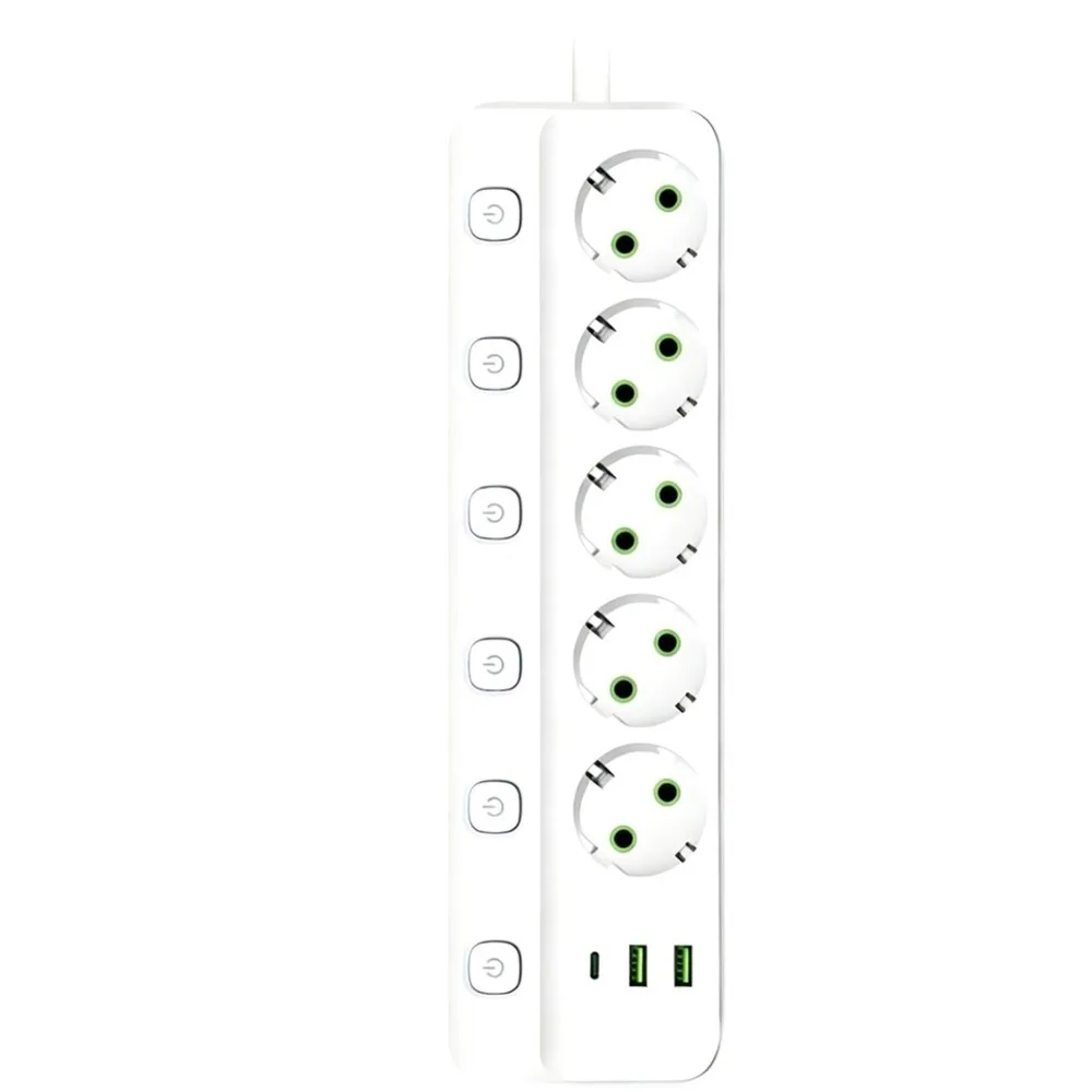 AB66-EU Plug Electrical Socket 5 AC Outlets 2 USB Ports 1 Type C Socket Adapter 2M Power Strip Safety And Fire Prevention
AB66-EU Plug Electrical Socket 5 AC Outlets 2 USB Ports 1 Type C Socket Adapter 2M Power Strip Safety And Fire Prevention
