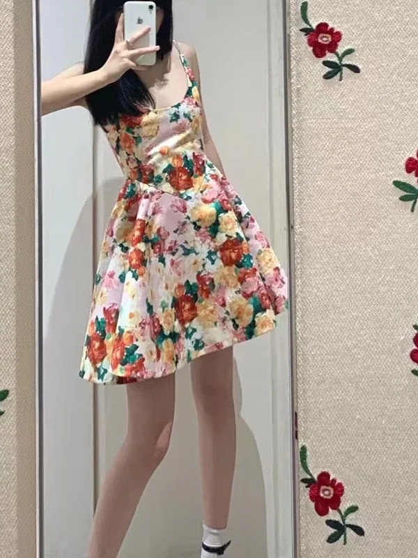 Sweet Floral Print Halter Dress Women's Summer Spring Autumn Casual Style A-Line Skirt High Waist V-Neck Sleeveless Polyester
Sweet Floral Print Halter Dress Women's Summer Spring Autumn Casual Style A-Line Skirt High Waist V-Neck Sleeveless Polyester