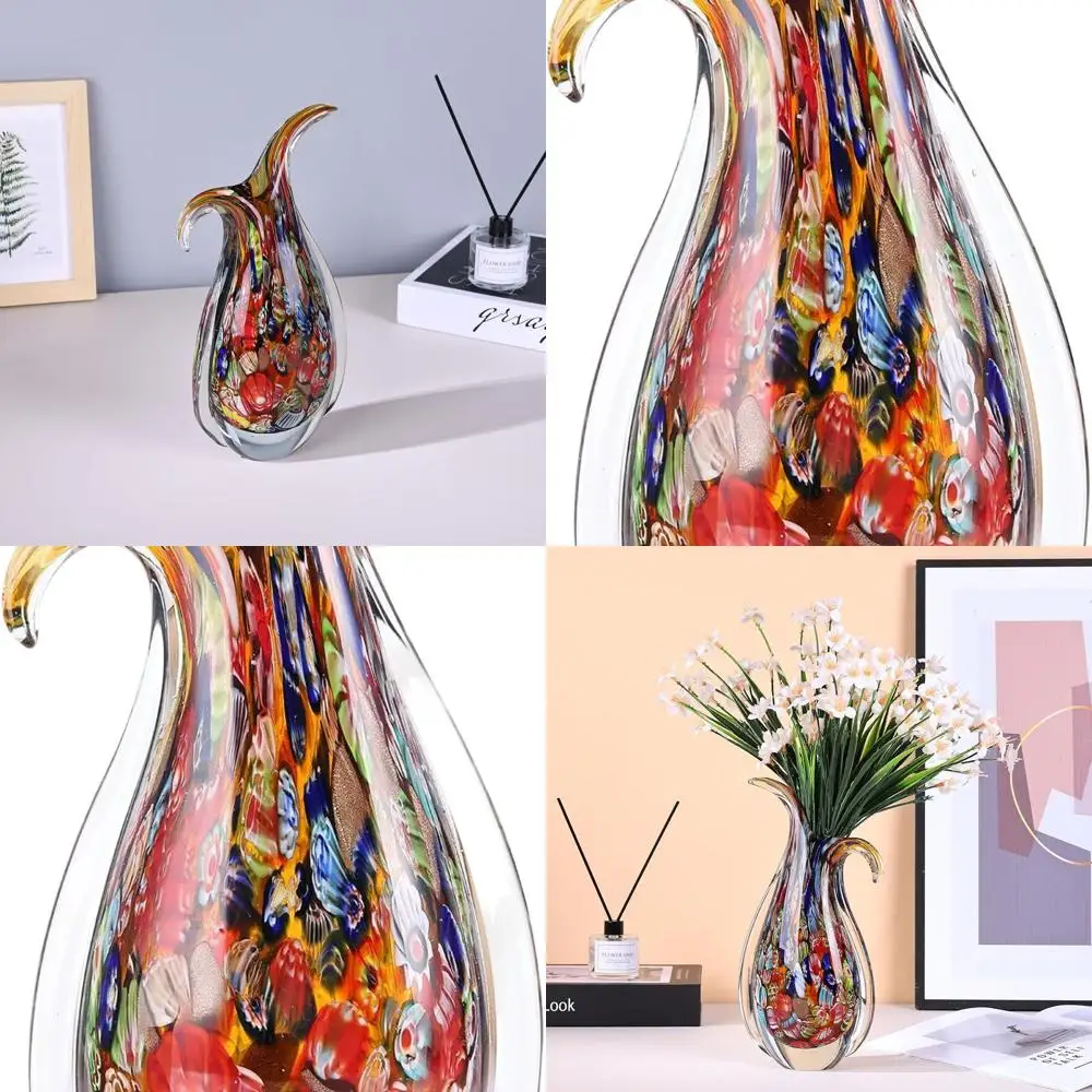 Murano-Inspired Red Hand-Blown Glass Vase, Elegant Ellipse Design for Home Centerpieces and Beach-Themed Decor
Murano-Inspired Red Hand-Blown Glass Vase, Elegant Ellipse Design for Home Centerpieces and Beach-Themed Decor