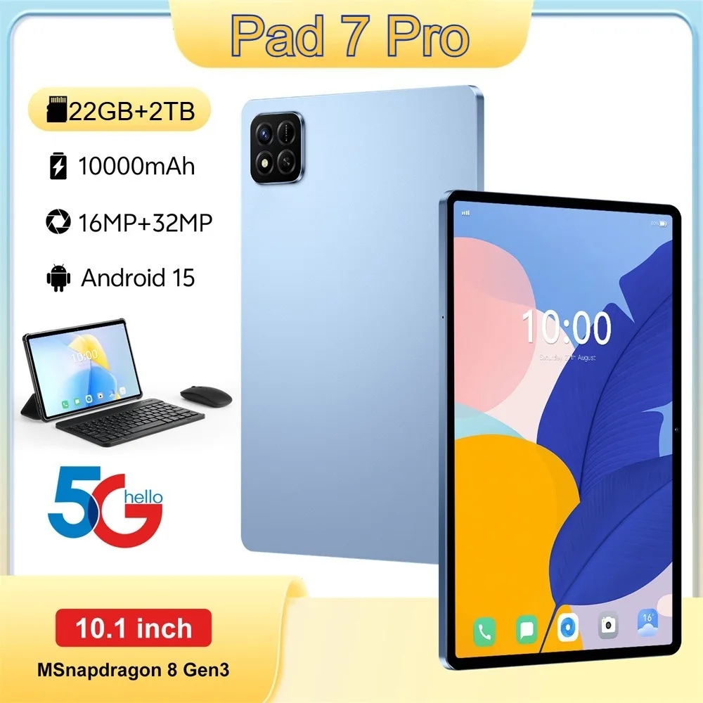 Планшет 2026 Pad 7 Pro с экраном 10,1 дюйма, аккумулятором 10000 мАч, глобальная версия, 4G/5G, две SIM-карты, 22 ГБ+2 ТБ, детский планшет на Android 15
Планшет 2026 Pad 7 Pro с экраном 10,1 дюйма, аккумулятором 10000 мАч, глобальная версия, 4G/5G, две SIM-карты, 22 ГБ+2 ТБ, детский планшет на Android 15