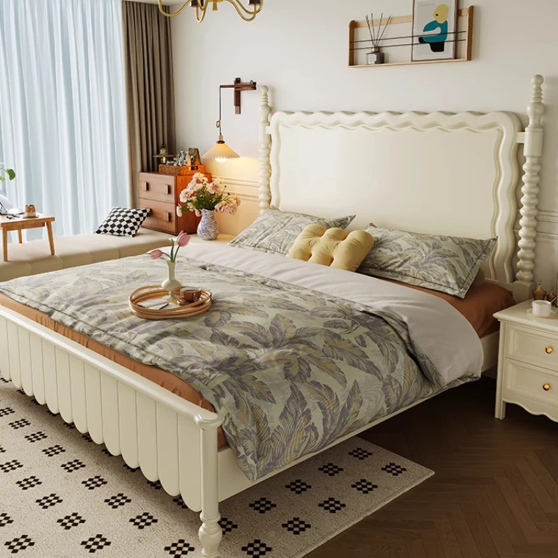 French retro modern bed, bedroom double bed all solid wood
French retro modern bed, bedroom double bed all solid wood