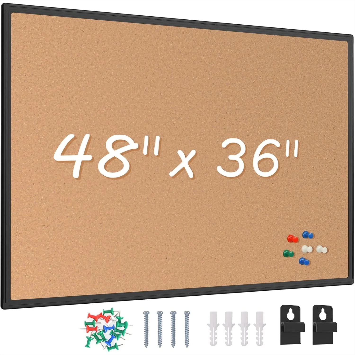 48x36 Large Cork Bulletin Board, Black Aluminum Frame Wall Mounted Notice Board with 18 Push Pins for Home, Office & School
48x36 Large Cork Bulletin Board, Black Aluminum Frame Wall Mounted Notice Board with 18 Push Pins for Home, Office & School