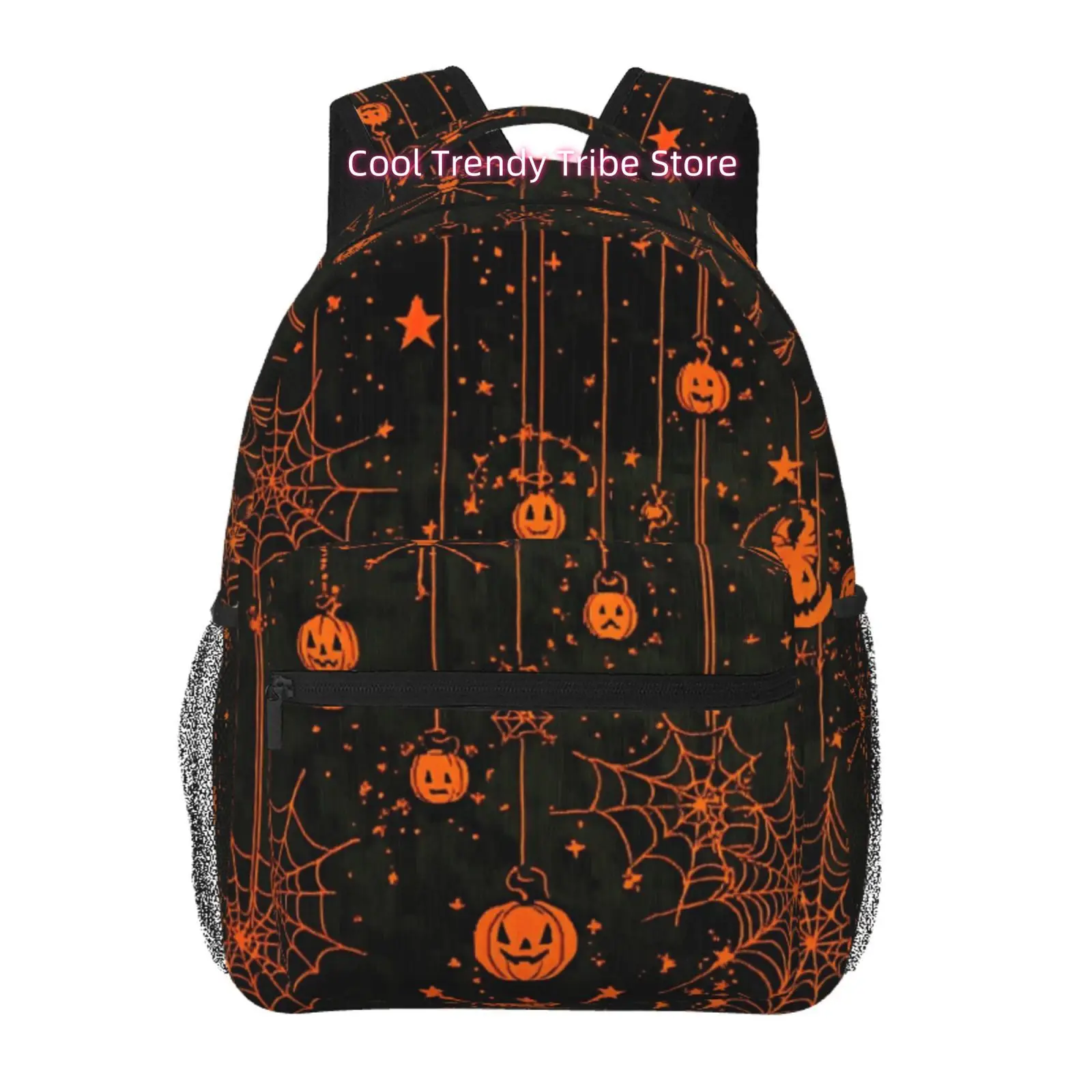 Black Orange Web Vertical Pumpkin Halloween Print Backpack, Oxford Cloth Adjustable Strap Casual Daypack, for Casual Outings, Da
Black Orange Web Vertical Pumpkin Halloween Print Backpack, Oxford Cloth Adjustable Strap Casual Daypack, for Casual Outings, Da