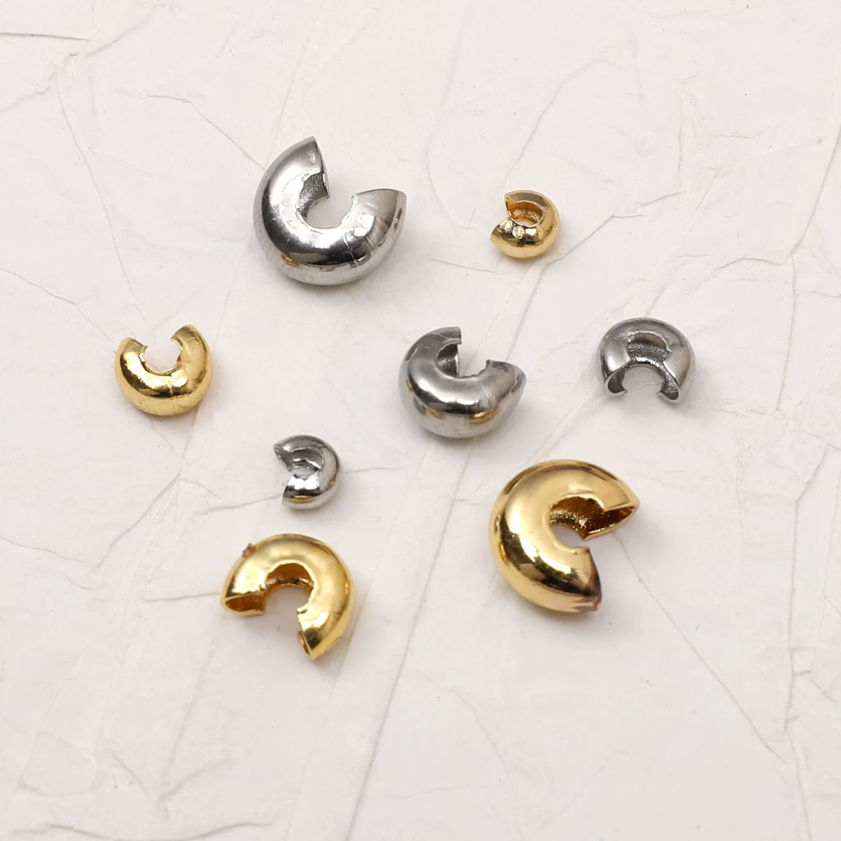 10-20pcs/lot Stainless Steel Open Half Crimp Covers Squeeze Cap Stopper Crimp Beads For Jewelry DIY Making Findings
10-20pcs/lot Stainless Steel Open Half Crimp Covers Squeeze Cap Stopper Crimp Beads For Jewelry DIY Making Findings