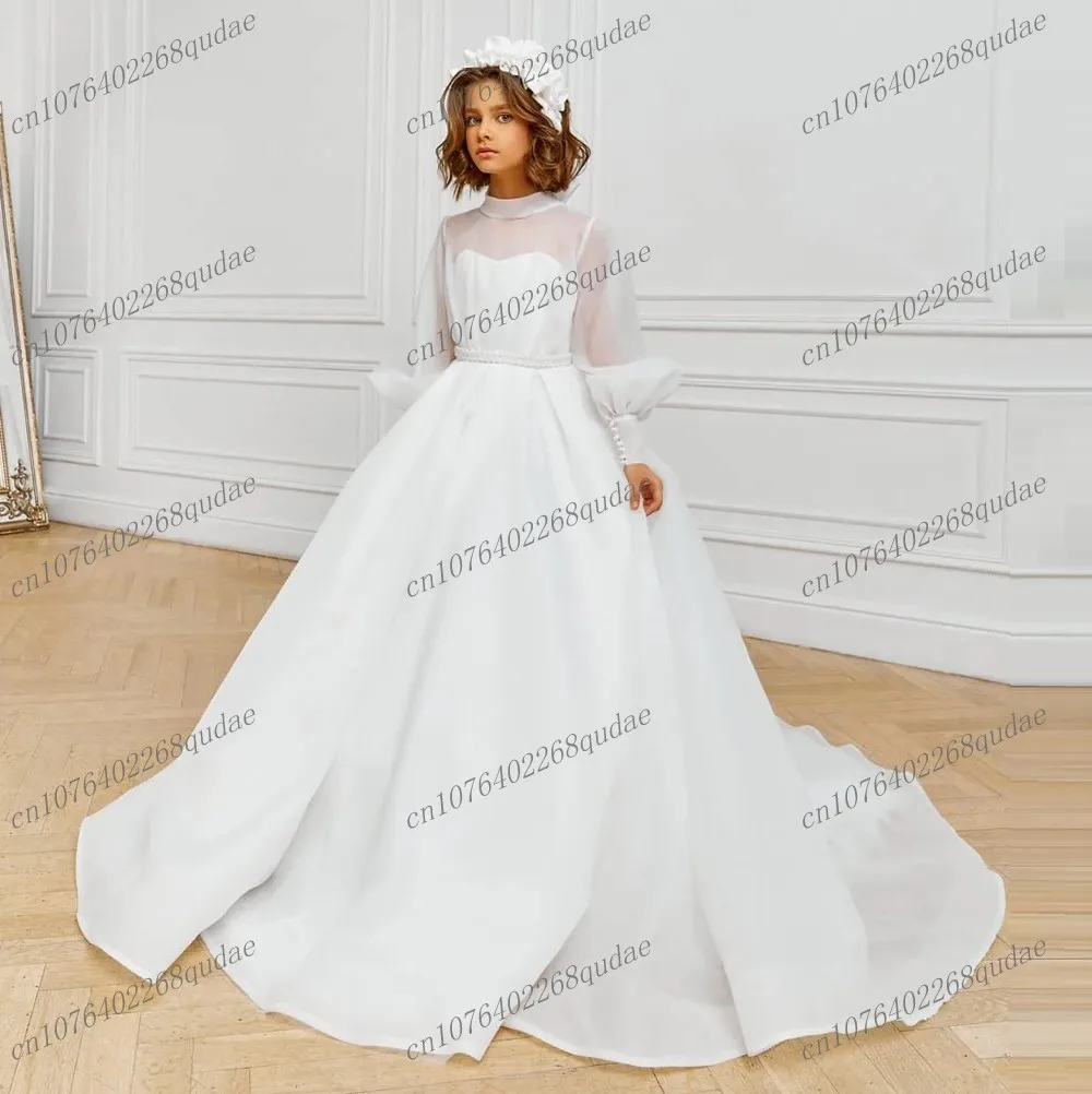 New White Flower Girl Dresses Wedding Party Princess Lace Tulle Ball Gown Long Sleeve Pageant Gown First Communion Dress
New White Flower Girl Dresses Wedding Party Princess Lace Tulle Ball Gown Long Sleeve Pageant Gown First Communion Dress