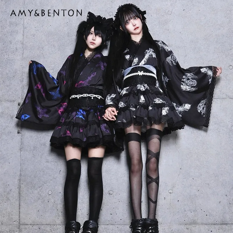 Japanese Harajuku Style Dark Gothic Cross Heart Butterfly Kimono Bathrobe Dress Summer Subculture Flare Sleeve Sim Mini Dress
Japanese Harajuku Style Dark Gothic Cross Heart Butterfly Kimono Bathrobe Dress Summer Subculture Flare Sleeve Sim Mini Dress