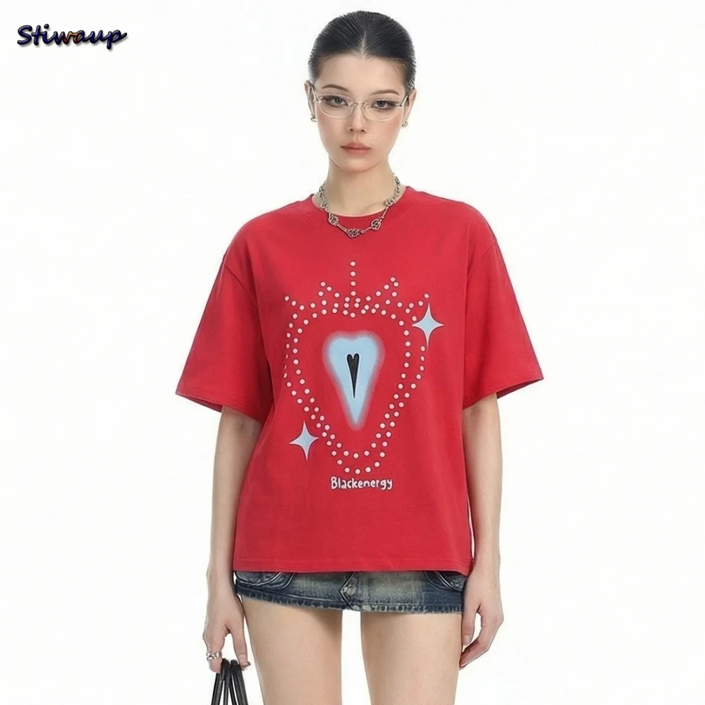 Woman Cotton T Shirt Basic Pearl Rhinestone O-Neck Short Sleeves T-shirts for Women Heart Shaped Graphic Tees Oversized Summer
Woman Cotton T Shirt Basic Pearl Rhinestone O-Neck Short Sleeves T-shirts for Women Heart Shaped Graphic Tees Oversized Summer