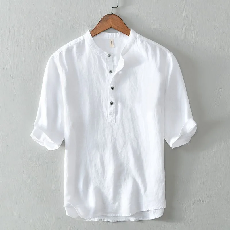 Loose Linen Cotton Blend Men's T-Shirt Collar Short Sleeve Breathable Summer Shirt Casual Comfortable Half Sleeve Top
Loose Linen Cotton Blend Men's T-Shirt Collar Short Sleeve Breathable Summer Shirt Casual Comfortable Half Sleeve Top