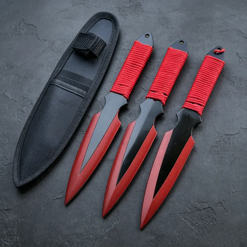 3PCS Black & Red Unsharpened Replica Ornament Set with Red Cord Handle & Sheath
3PCS Black & Red Unsharpened Replica Ornament Set with Red Cord Handle & Sheath