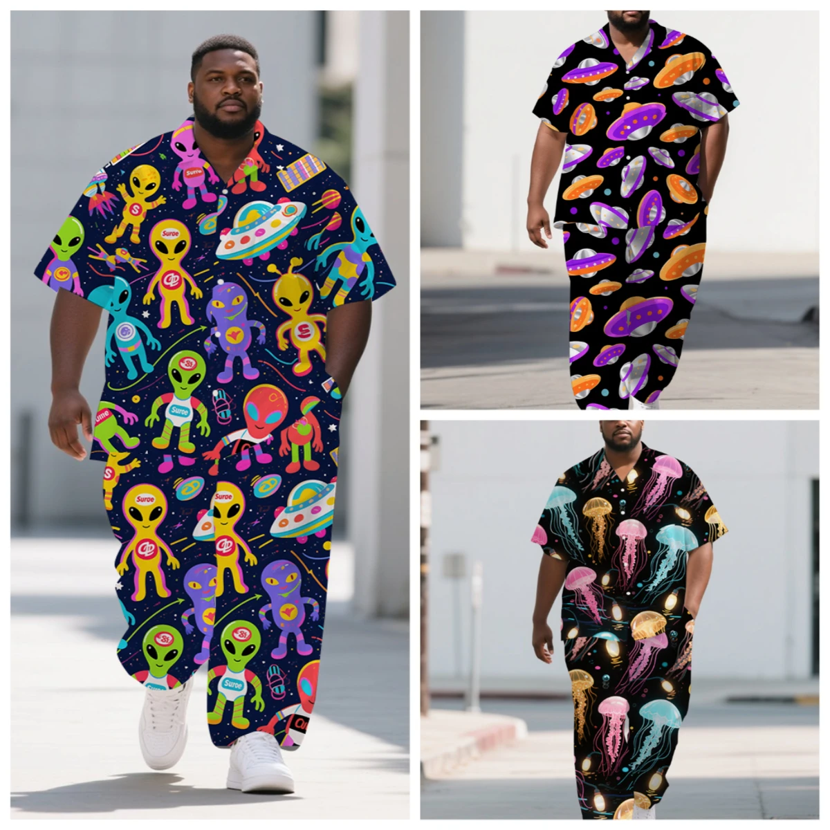 S-9XL Men's Summer Alien Music UFO Jellyfish Print Oversized Shirt & Pants Set Multi-Design Casual 2-Piece Outfit
S-9XL Men's Summer Alien Music UFO Jellyfish Print Oversized Shirt & Pants Set Multi-Design Casual 2-Piece Outfit