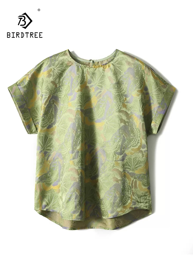 BirdTree, 23MM 100%Mulberry Silk Elegant T-Shirt, Women Short Sleeve Printed, Versatile Literature Tops, 2024 Summer T44181QC
BirdTree, 23MM 100%Mulberry Silk Elegant T-Shirt, Women Short Sleeve Printed, Versatile Literature Tops, 2024 Summer T44181QC
