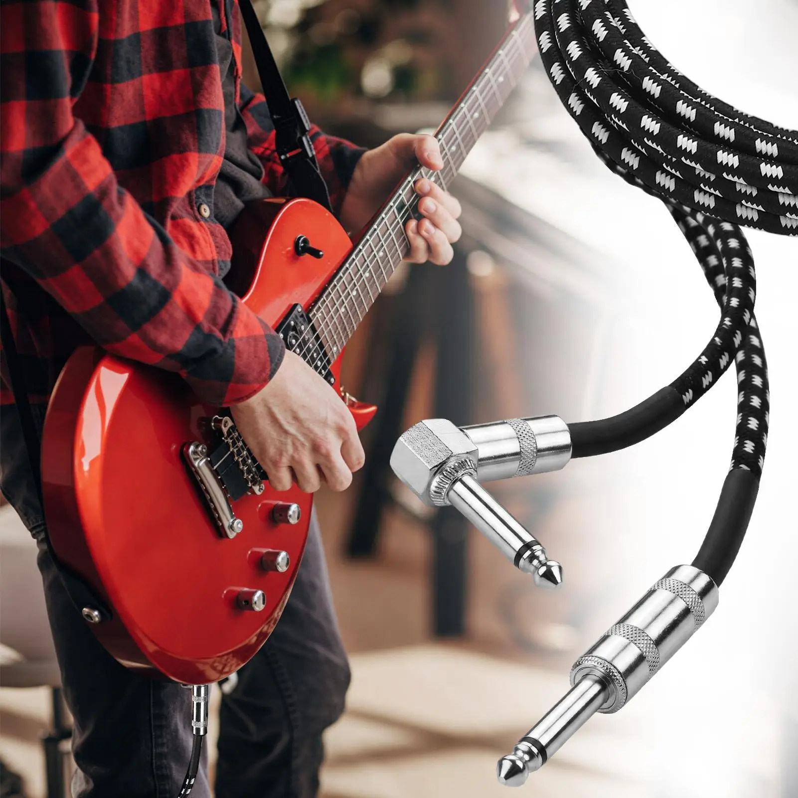 Guitar Instrument Cable 6.5mm Heavy-Duty Stable Transmission Right Angle To Straight Guitar Cord For Bass Mandolin Studio
Guitar Instrument Cable 6.5mm Heavy-Duty Stable Transmission Right Angle To Straight Guitar Cord For Bass Mandolin Studio