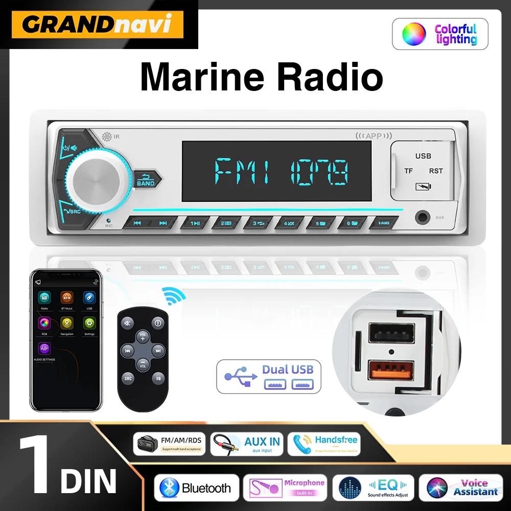 Marine Stereo 1Din MP3 Player Bluetooth Boat Radio Digital LCD Display AM FM RDS SD AUX For Yacht Gauge ATV UTV RV Golf Cart
Marine Stereo 1Din MP3 Player Bluetooth Boat Radio Digital LCD Display AM FM RDS SD AUX For Yacht Gauge ATV UTV RV Golf Cart