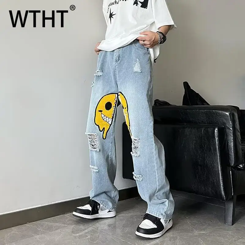 WTHT Fashion Men's Cartoon Print Hole Contrast Color Denim Pants Trendy 2025 Summer High Street Loose Wide Leg Jeans Male 2A0632
WTHT Fashion Men's Cartoon Print Hole Contrast Color Denim Pants Trendy 2025 Summer High Street Loose Wide Leg Jeans Male 2A0632