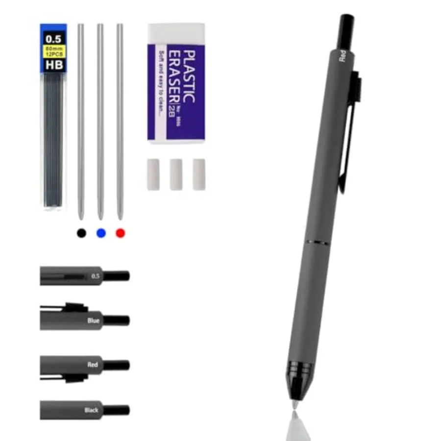 4 in 1 Multi Function Refillable and Retractable Multi Color Pen, Black Red Blue Ballpoint Pen and 0.5mm Multicolor Pencil, Mul
4 in 1 Multi Function Refillable and Retractable Multi Color Pen, Black Red Blue Ballpoint Pen and 0.5mm Multicolor Pencil, Mul
