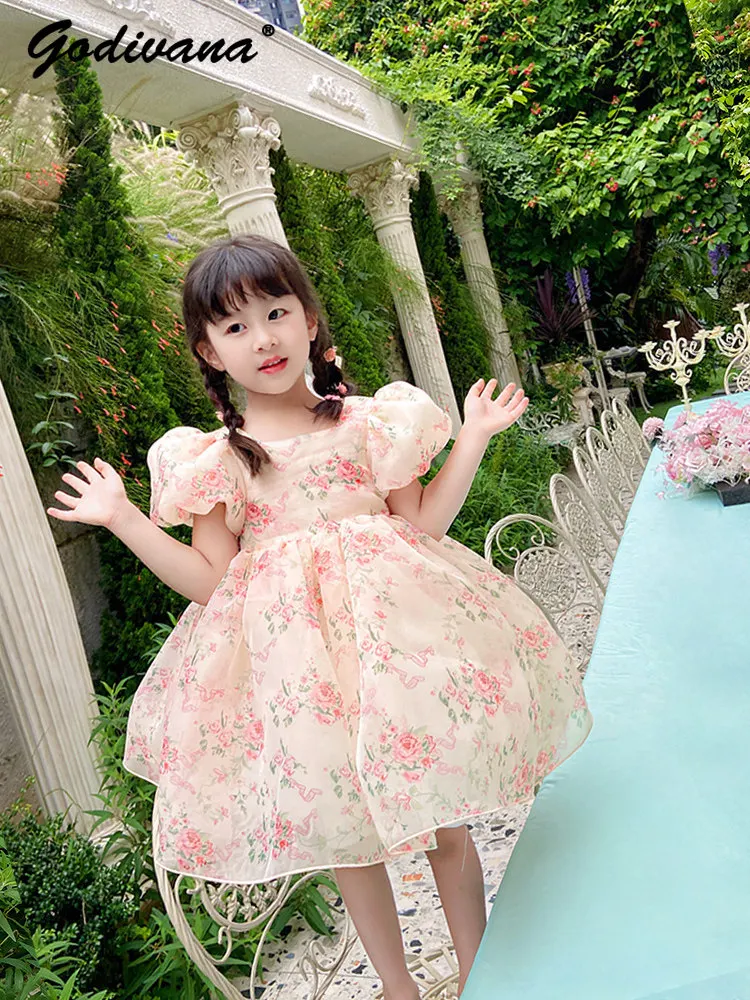 Sweet Baby Girls French Fashion Floral Princess Dress Cute Childrens Puff Sleeve Back Bow High Waist Casual Mesh Tutu Dresses
Sweet Baby Girls French Fashion Floral Princess Dress Cute Childrens Puff Sleeve Back Bow High Waist Casual Mesh Tutu Dresses