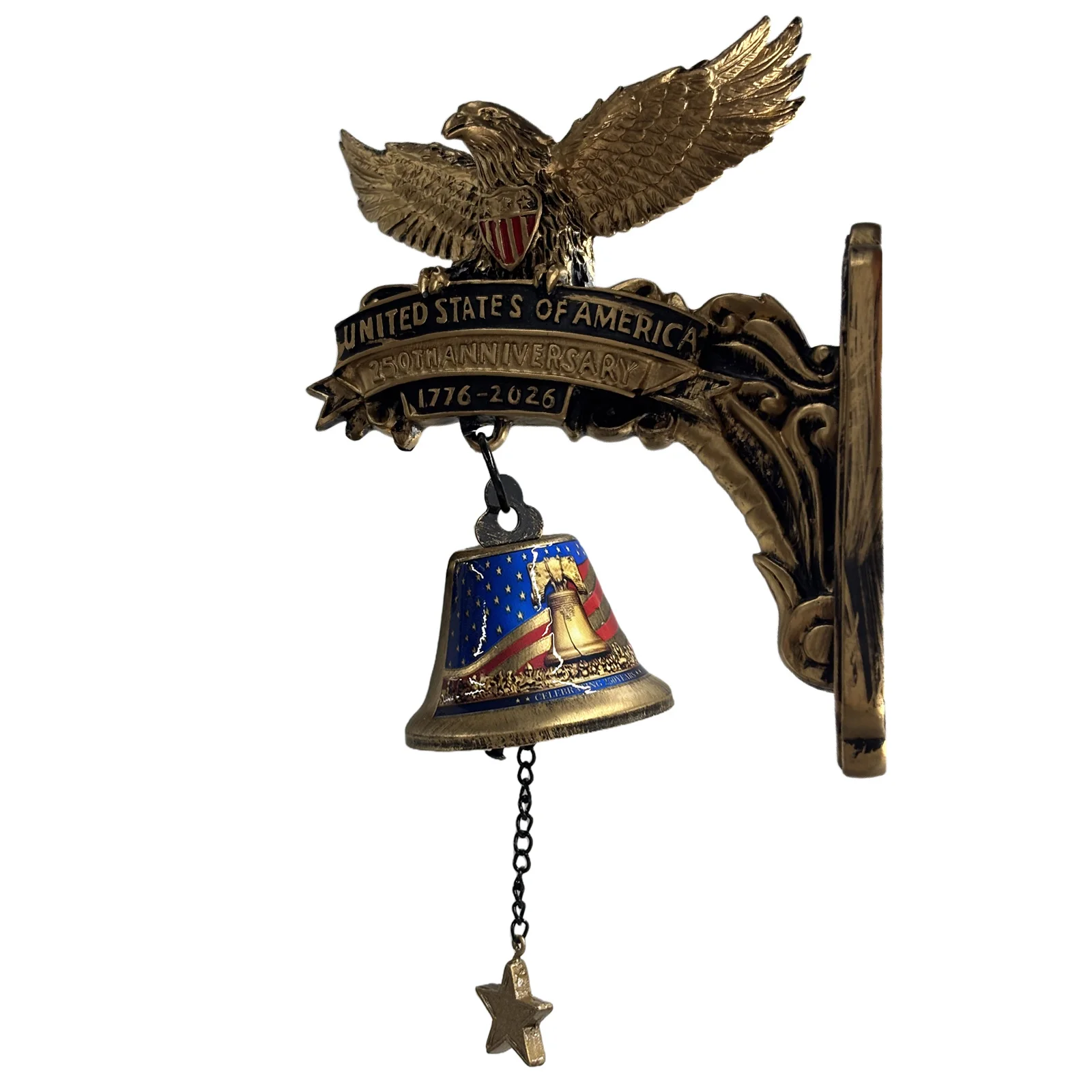 Eagle Desgin Wall Mount Bell Decor 1776-2026 Decor Hangable Manual Ring Decorative Bell 4th of July for Collectors and Patriotic
Eagle Desgin Wall Mount Bell Decor 1776-2026 Decor Hangable Manual Ring Decorative Bell 4th of July for Collectors and Patriotic