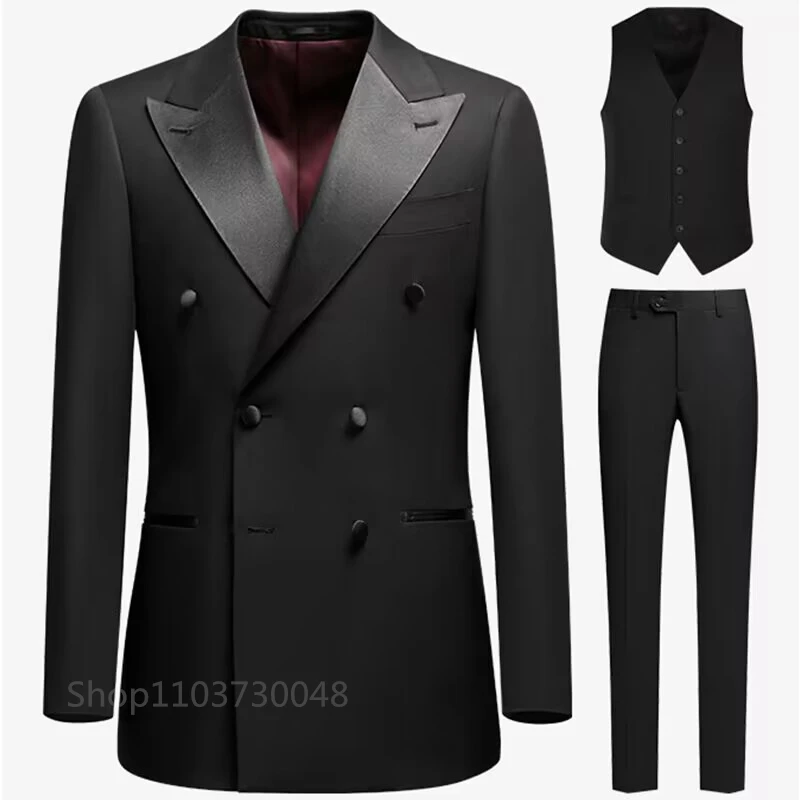 3 Piece Slim Fit Wedding Men Suits Groom Tuxedos Peak Lapel Double Breasted Blazer Vest Pants Business Prom Party Costume Homme
3 Piece Slim Fit Wedding Men Suits Groom Tuxedos Peak Lapel Double Breasted Blazer Vest Pants Business Prom Party Costume Homme