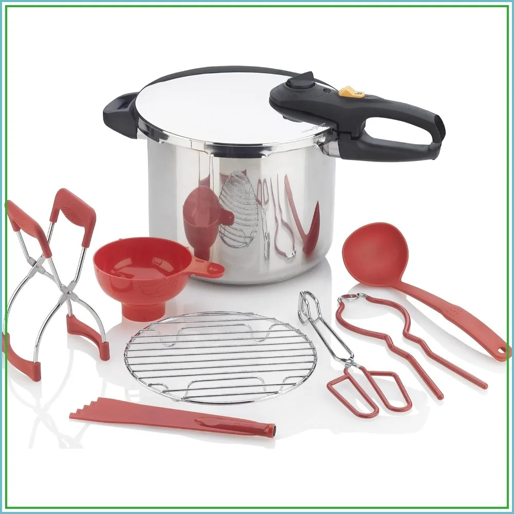 10 Quart Pressure Cooker & Canner Set with 8-Piece Canning Kit, Stainless Steel, for Water Bath & Pressure Canning
10 Quart Pressure Cooker & Canner Set with 8-Piece Canning Kit, Stainless Steel, for Water Bath & Pressure Canning