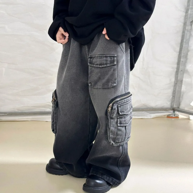 Boys' Thick Large Pocket Jeans Fashionable Autumn and Winter Gradient Pants 2025 New Children's Plush Casual Pants 
Boys' Thick Large Pocket Jeans Fashionable Autumn and Winter Gradient Pants 2025 New Children's Plush Casual Pants
