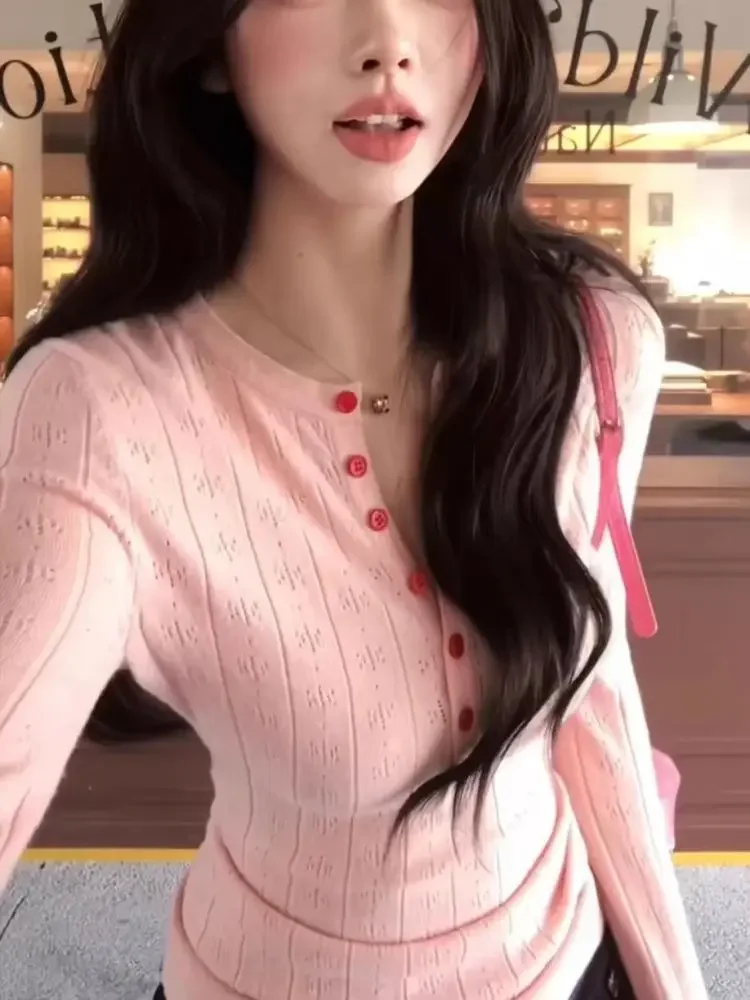 Hook Korean Flower Blouse Cute Pointelle Knit Sweater Slim Fit Button-Front Sweater Women Jumper Autumn Casual Pullover Lady
Hook Korean Flower Blouse Cute Pointelle Knit Sweater Slim Fit Button-Front Sweater Women Jumper Autumn Casual Pullover Lady