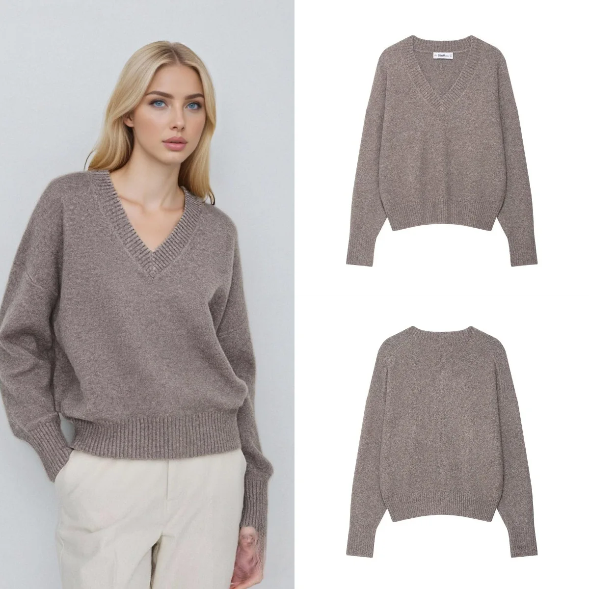 Женский свободный повседневный трикотаж с v-образным вырезом, пуловер, модная всесезонная верхняя одежда на осень-весну-лето
Женский свободный повседневный трикотаж с v-образным вырезом, пуловер, модная всесезонная верхняя одежда на осень-весну-лето